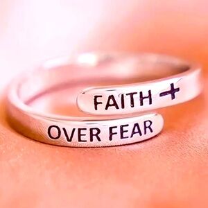 NEW Faith Over Fear Adj Ring Silver